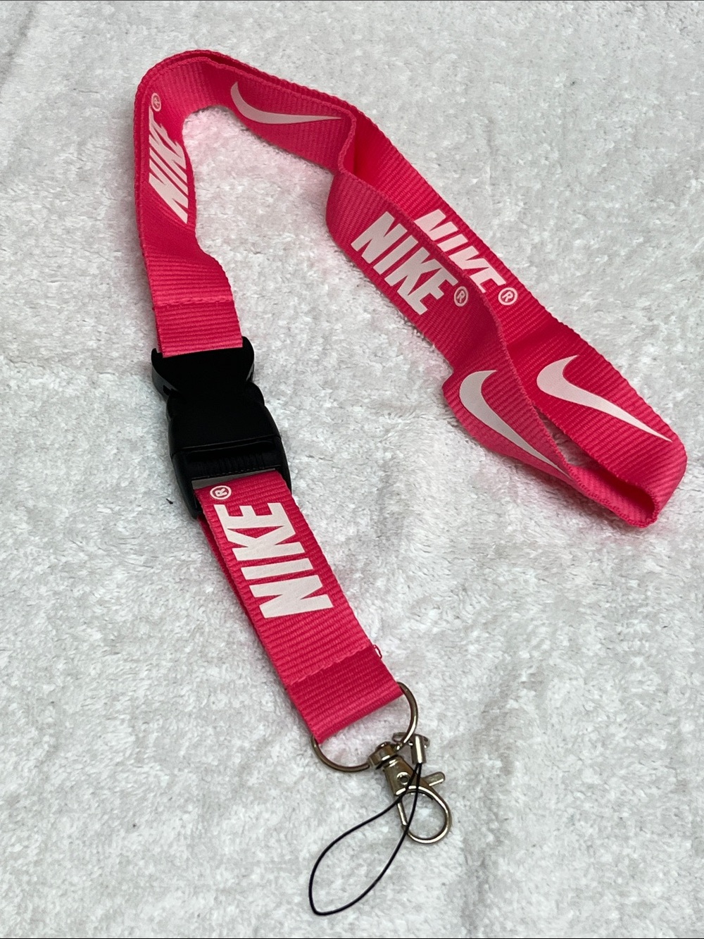Nike Hot Pink and White Logo Lanyard